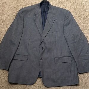 Lauren Ralph Lauren Mens Wool Blazer Sport Coat Charcoal Blue Checkered Size 48R
